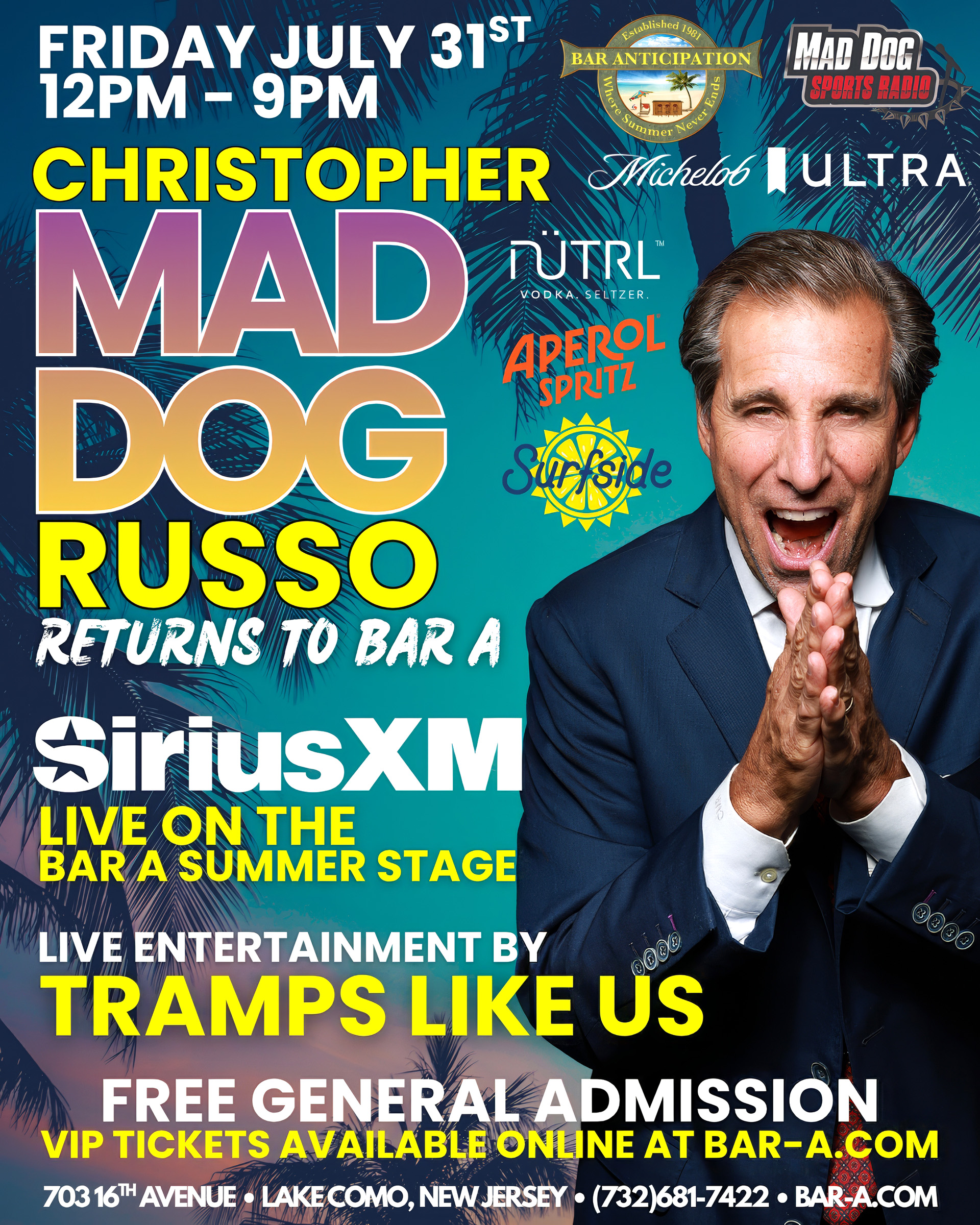 Chris Mad Dog Russo and Tramps Like Us event artwork