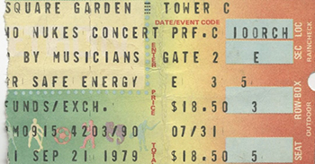 No Nukes concert ticket 3