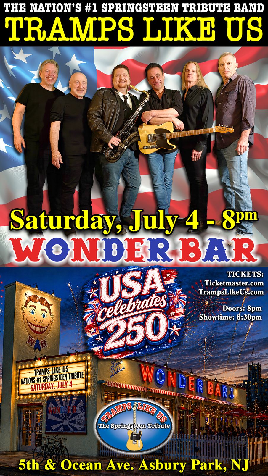 Tramps Like Us July 4 Wonder Bar concert poster